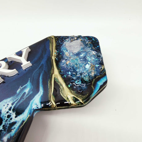 Navy Blue Key Shaped Prop Sign made with Epoxy Resin - Real Estate Store