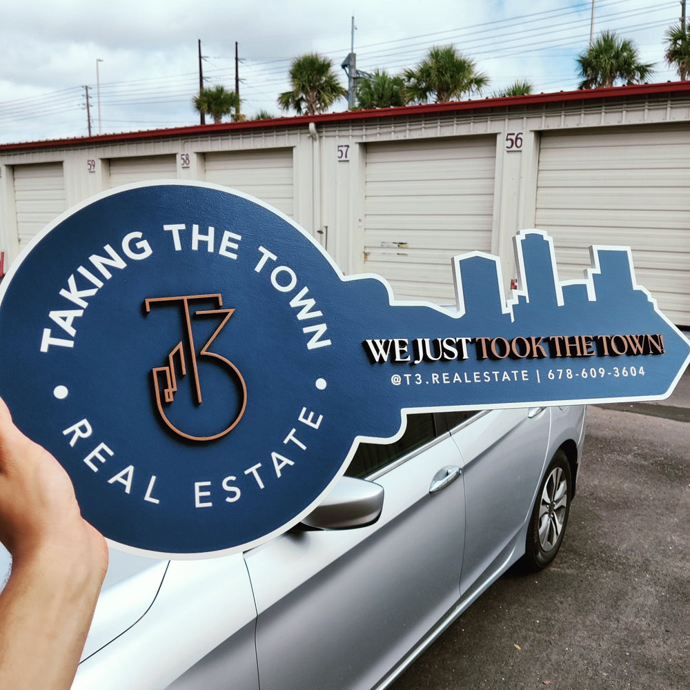 Key Property. Sign Real Estate Key Shaped Sign - Skyline Personalized Realtor Key Sign ...