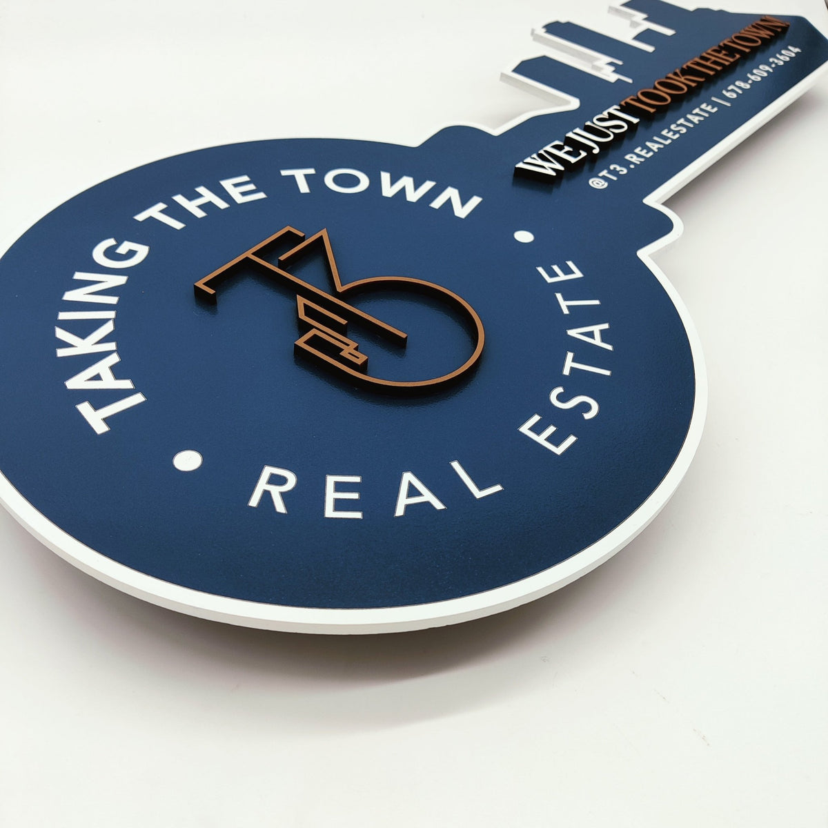 Real Estate Key Shaped Sign - Skyline Personalized Realtor Key Sign ...