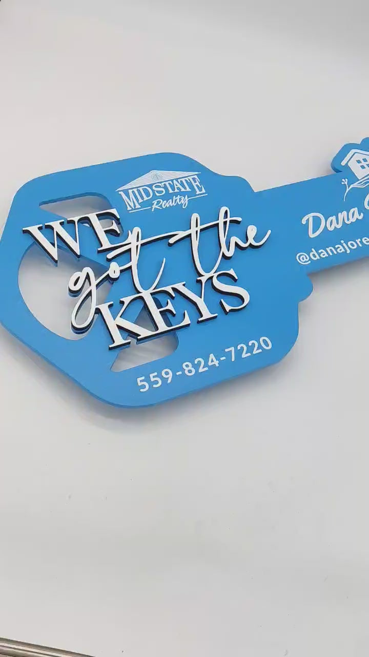 Key Shaped Oasis Blue Modern Key Sign - Got The Keys