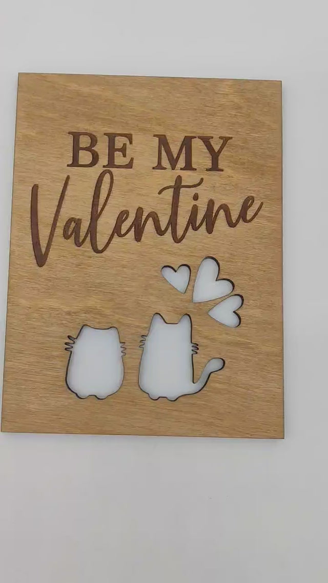 Wooden «BE MY Valentine»‎ Card for Valentine's Day