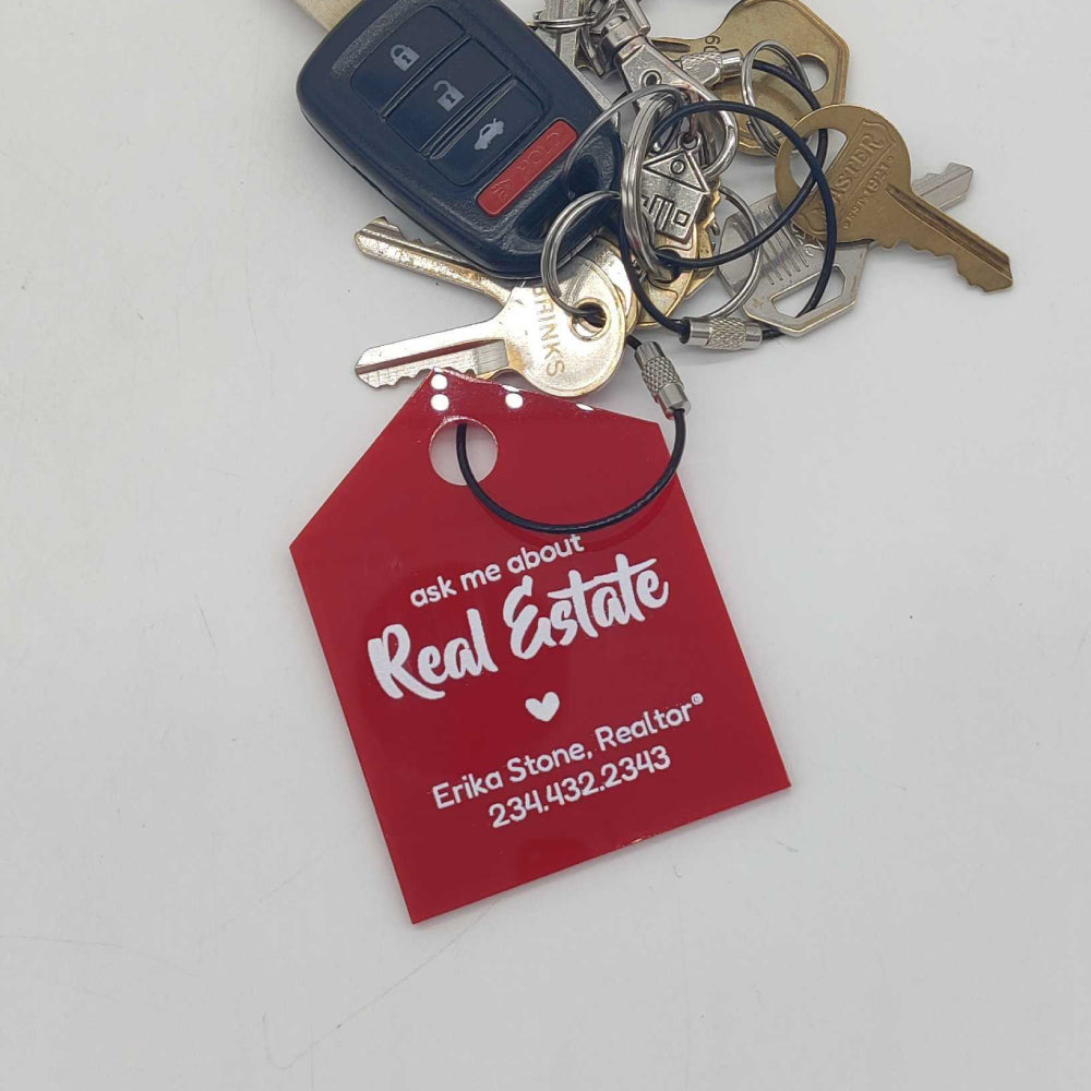 Custom Red House Key Chain for Realtor