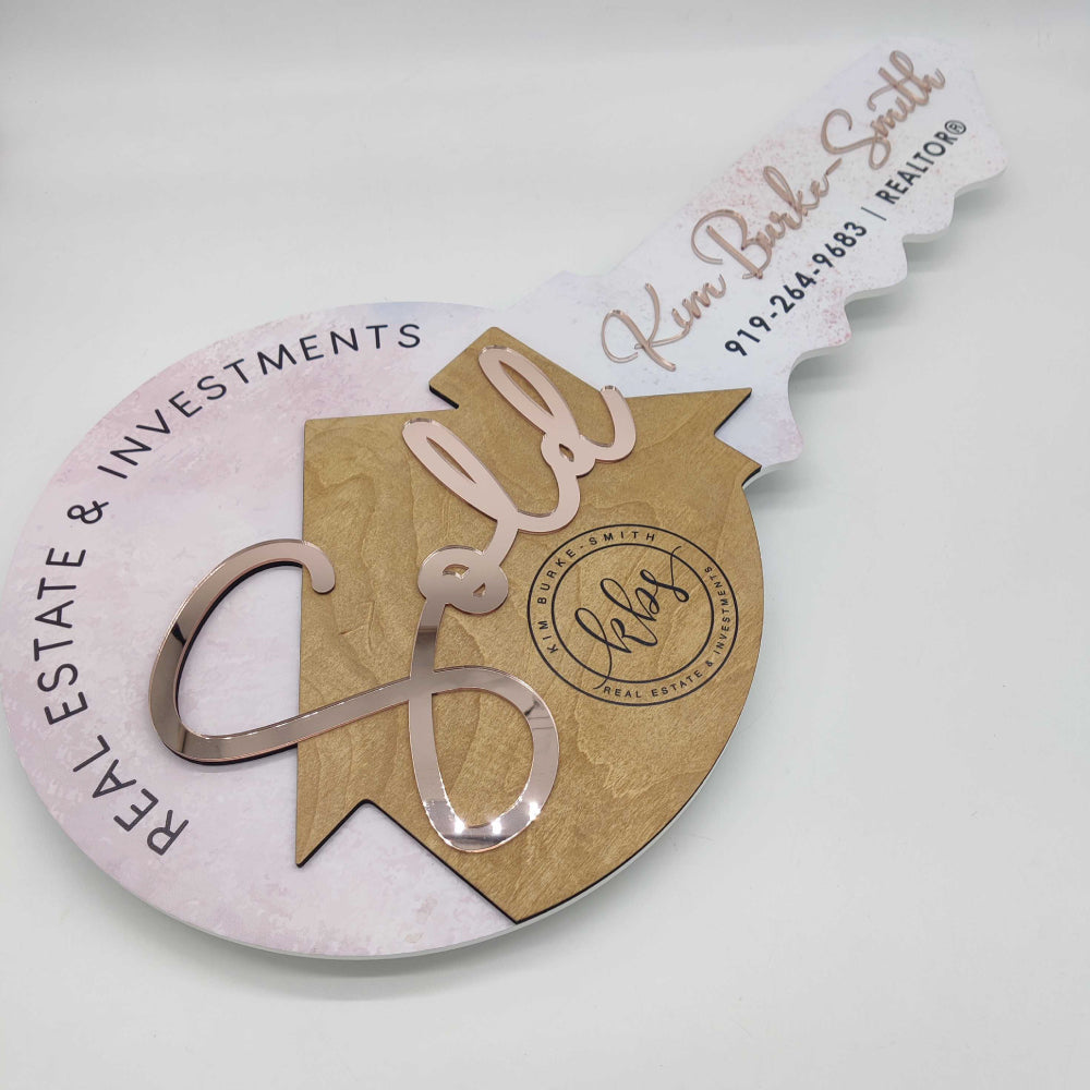 Girlish Round Key Sign with Rose Gold Text