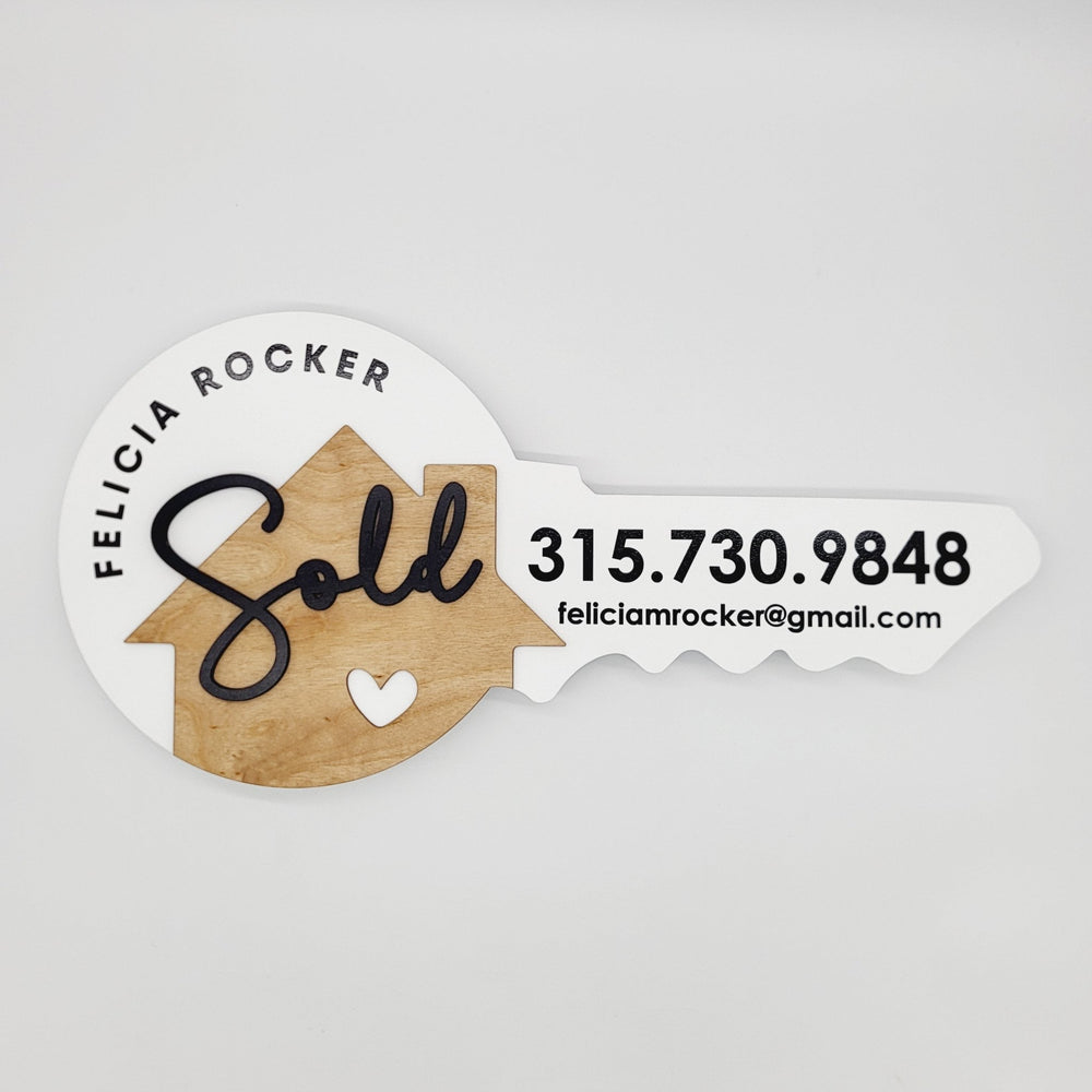 Rectagle Realtor Key Real Estate Round Key White Sign with a Wooden House for Realtors ...