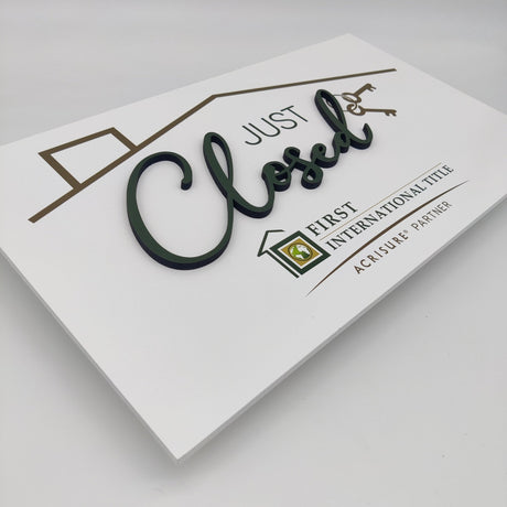 Rectangle Shaped Sign Props «Just Closed» - Real Estate Store