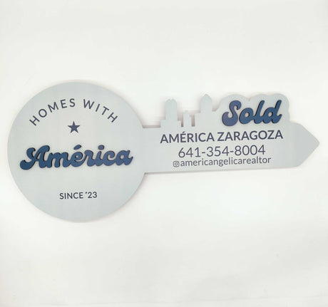 Round Shaped «3D Sold & Logo»‎‎ Realtor Sign - Real Estate Store