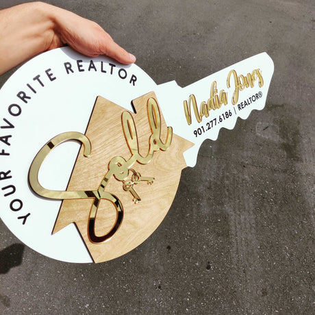 Round Shaped Acrylic Sold Sign Key - Real Estate Store