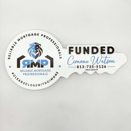 Round Shaped «Funded» Round Key Sign - Real Estate Store