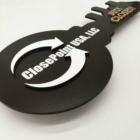 Round Shaped Just Closed Sign with 3D logo - Real Estate Store