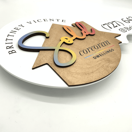 Round Shaped Key Sign with Gradient Text «Sold» for realtor - Real Estate Store