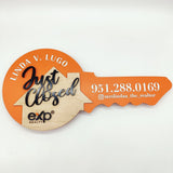 Round Shaped Orange Round Key Sign - Just Closed Sign - Real Estate Store