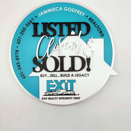 Round Shaped Sign Round Listed Sold Exit Sign - Real Estate Store