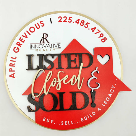 Round Shaped Sign Round Sign «Listed, Closed & Sold» - Real Estate Store