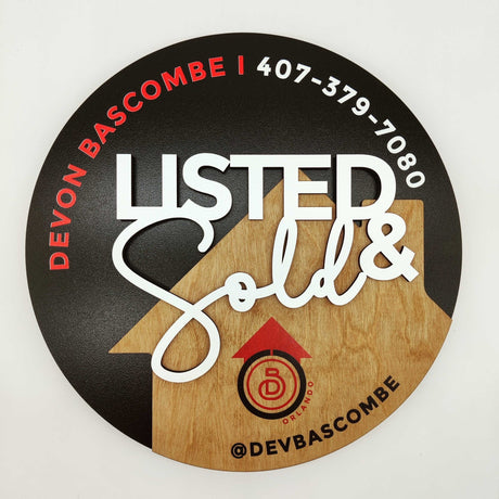 Round Shaped Sign Round Sign «Listed & Sold»‎ - Real Estate Store
