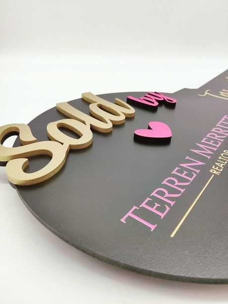 Round Shaped «Sold by»‎ Round Key Sign - Real Estate Store