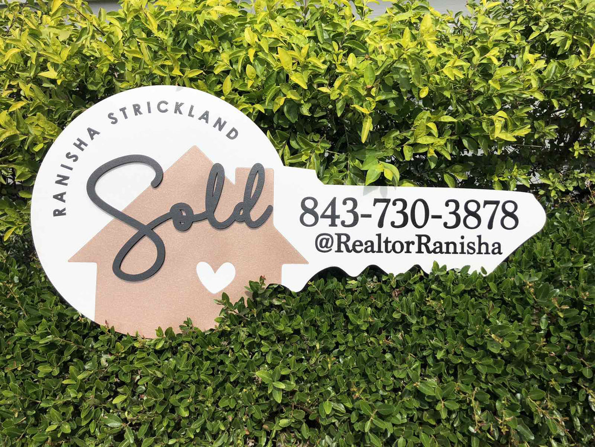 Round Shaped «Sold» ‎Round Real Estate Agent Key Sign - Real Estate Store