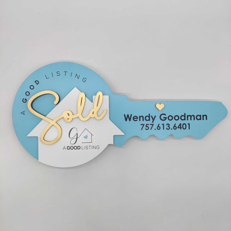 Round Shaped «Sold» Tiffany Blue Realtor Sign - Real Estate Store