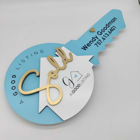Round Shaped «Sold» Tiffany Blue Realtor Sign - Real Estate Store