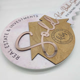 Girlish Round Key Sign with Rose Gold Text