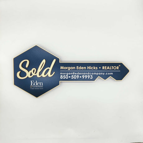 «Sold» ‎Navy Blue Hexagon Key - Real Estate Store