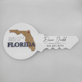 White Round Shaped Key Sign "Our Little Piece of Florida""