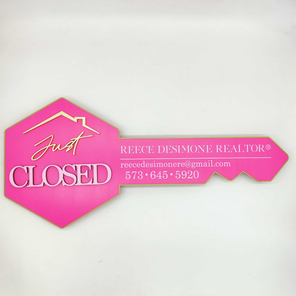 Berry Pink Key-Shaped Sign