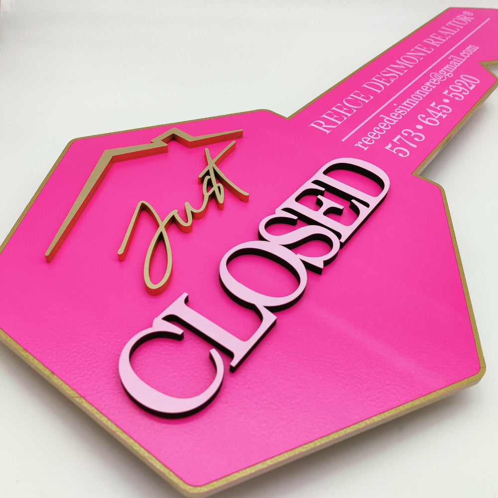 Berry Pink Key-Shaped Sign