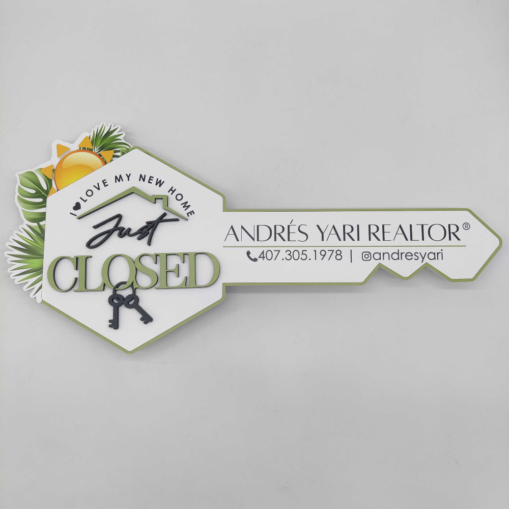 Tropical Realtor Sign "Just Closed"