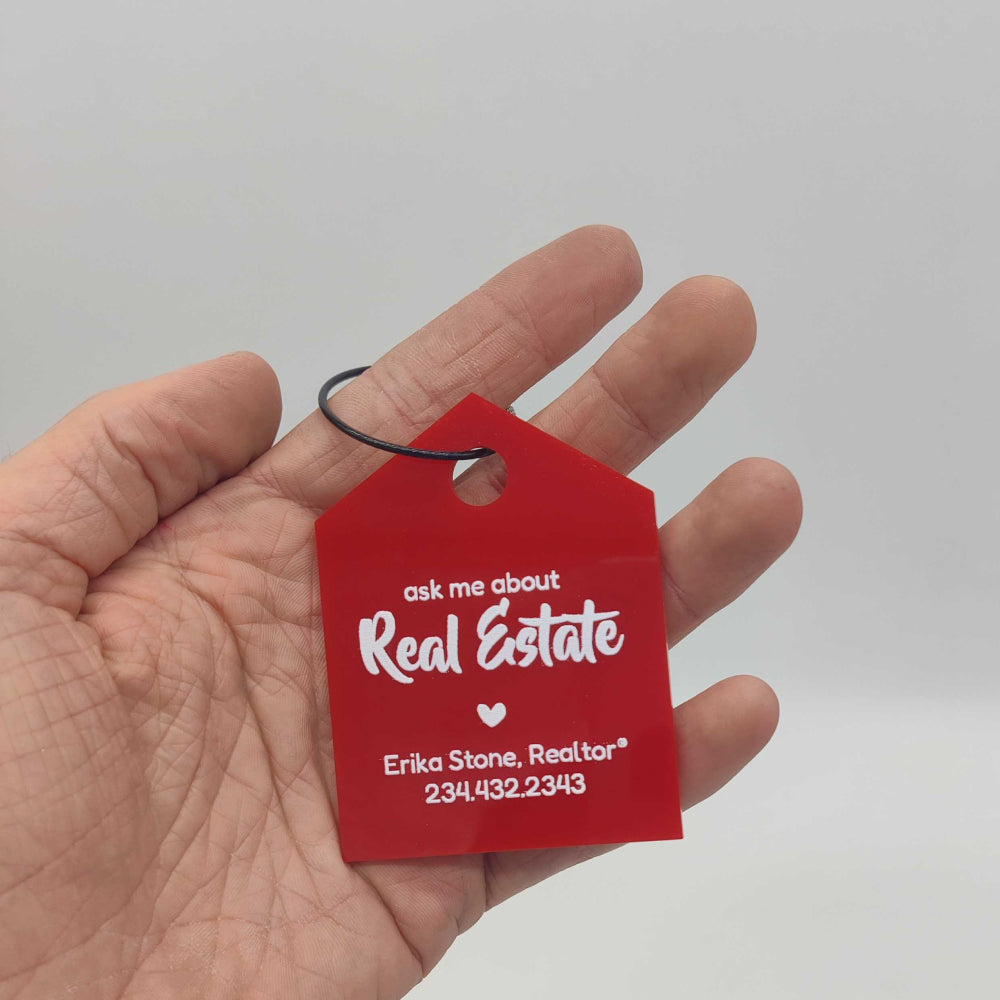 Custom Red House Key Chain for Realtor