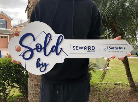 Sold Prop Sign White Classic Key Shaped Prop