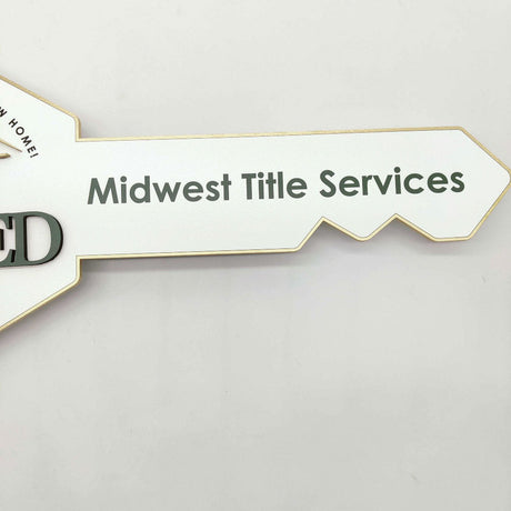 White Key Shaped Just Closed Gold and Hunter Green - Real Estate Store