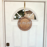 Wooden Front Door Hanger Sign «Hi, Hey, Hello» - Real Estate Store