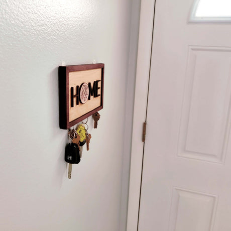 Wooden Magnetic Key Holder with text «Home» - Real Estate Store