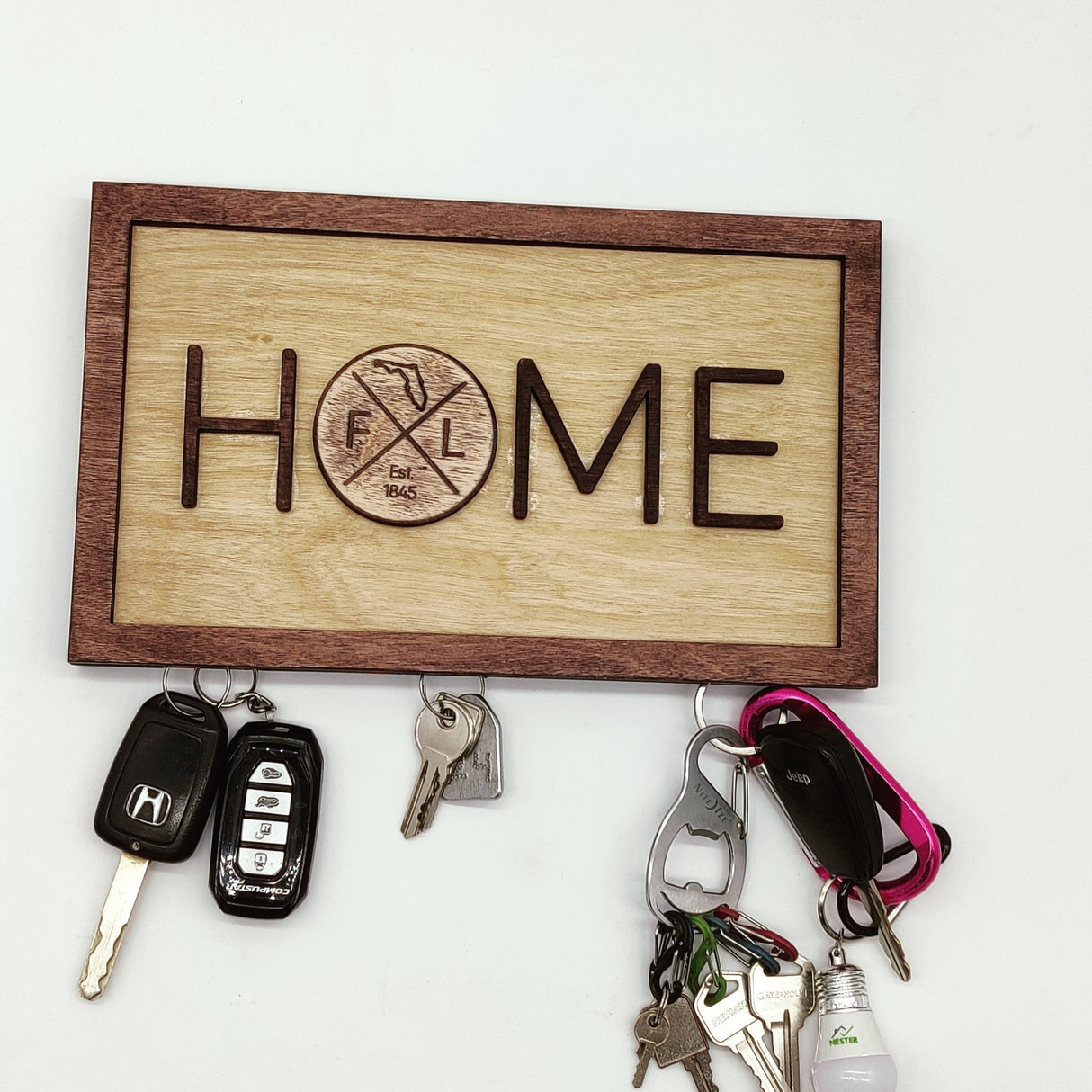Wooden Magnetic Key Holder with text «Home» - Real Estate Store